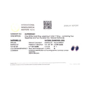 Blue Sapphire Diamond Open Cuff Ring, 14k Solid Gold, Natural Diamonds, Gemstone Ring, Wedding Statement Ring, Ready To Ship, IGI Certified